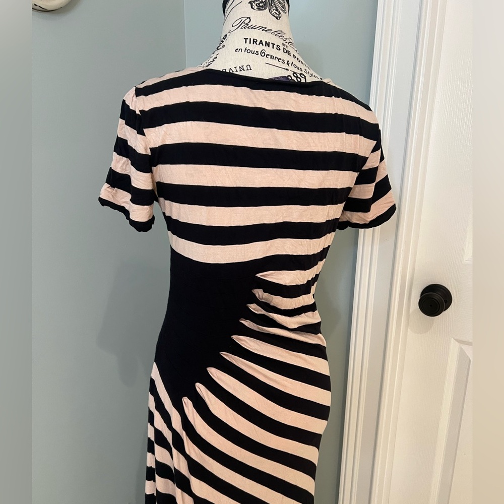 Trulli Tan and Black colorblock ruched waist maxi dress | Size M | Like New - Picture 3 of 12